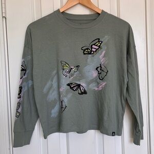 Adidas Gray Green Butterfly Long Sleeve Shirt